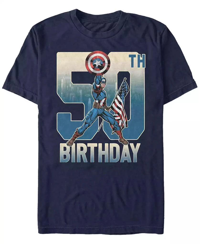 Marvel Men
s Marvel Captain America 50th Birthday Short Sleeve T-Shirt 1