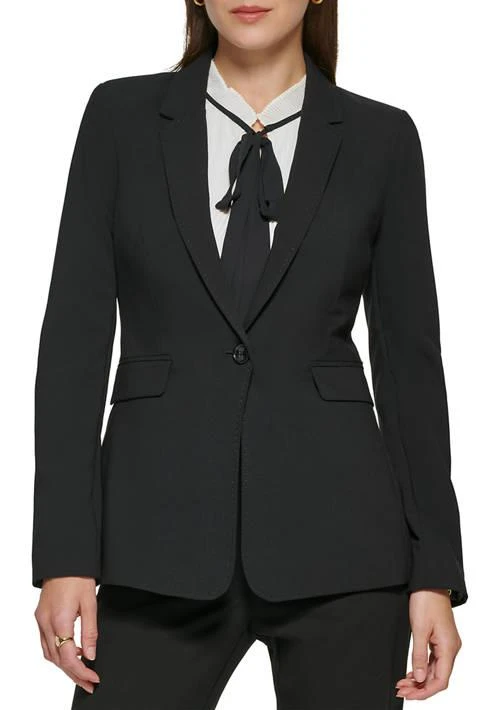 DKNY Womens Long Sleeve 1 Button Notch Collar Jacket 1