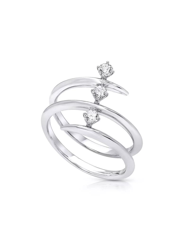 HUEB 18K White Gold & 0.33 TCW Diamond Spiral Ring