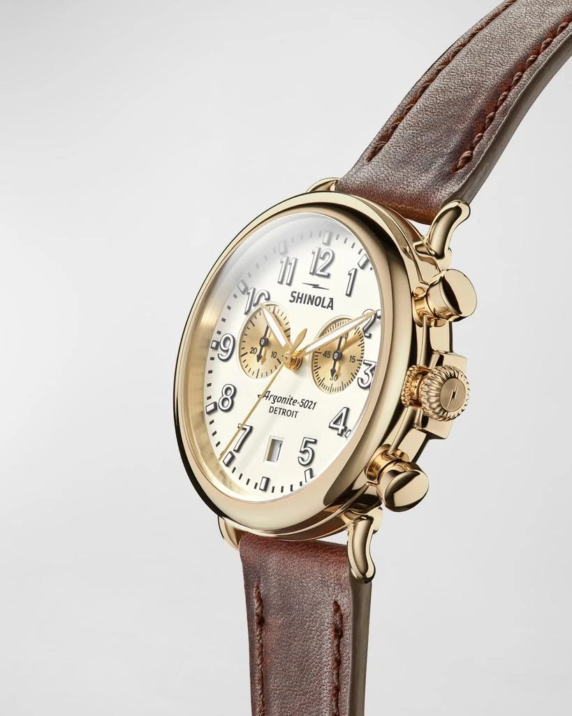 Shinola Men's 41mm Runwell Chronograph Watch, Brown/White 3
