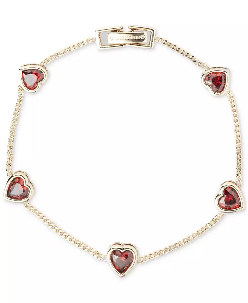 Givenchy Gold-Tone Red Cubic Zirconia Heart Flex Bracelet 1