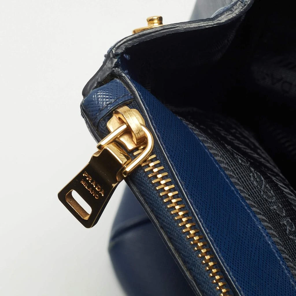 Prada Prada Navy Blue Saffiano Lux Leather Large Double Zip Tote 8