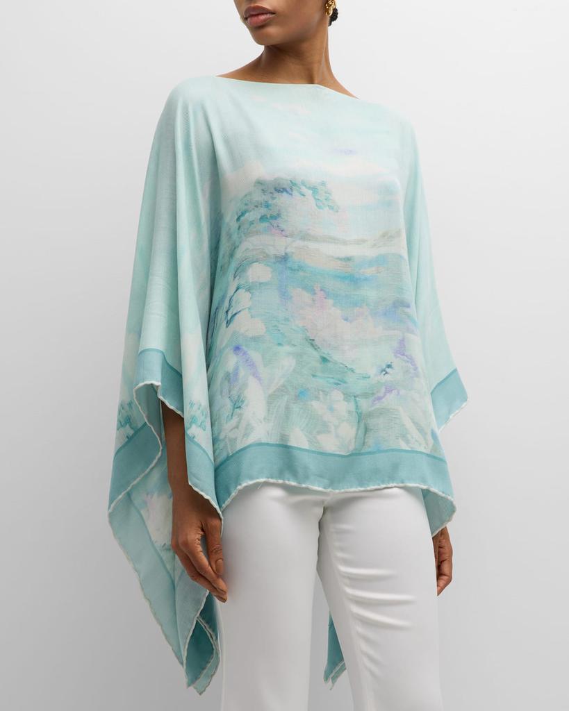 Rani Arabella Eden Cashmere-Blend Printed Poncho