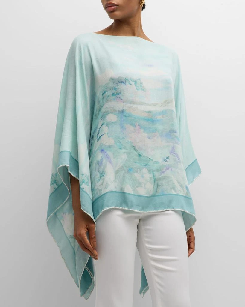 Rani Arabella Eden Cashmere-Blend Printed Poncho 2
