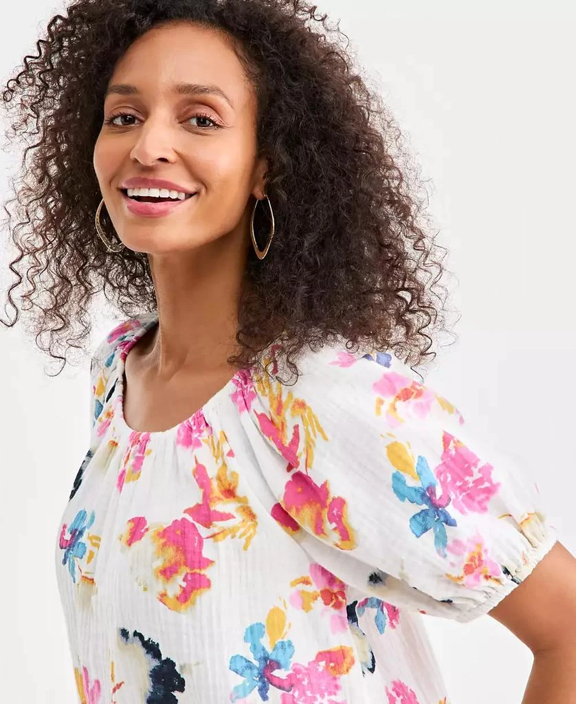 Style & Co Petite Print Gauze Short-Sleeve Bubble Top 2