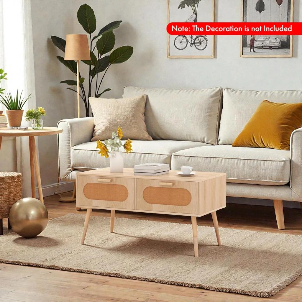 Hivvago Elegant Mid-Century Modern Center Table with Built-In Drawers 2