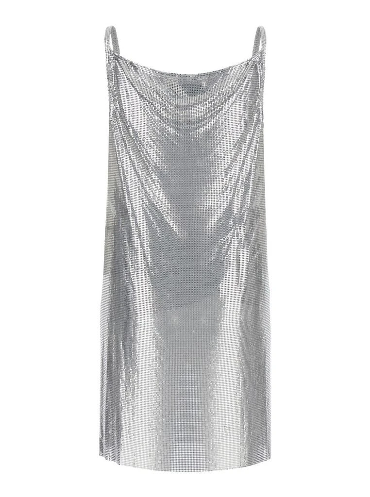 knee length dresses for ladies Bronze Metal Mesh Mini Cowl Neck Party Dress – Atelier Rioux Fabric Store main image 1