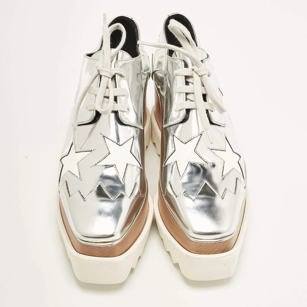 Stella McCartney Stella McCartney Silver Faux Leather Elyse Star Platform Sneakers Size 35 3