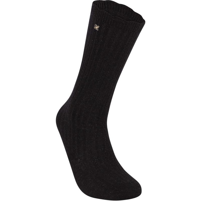 Abel & Lula Scalloped edge glittery logo socks in black