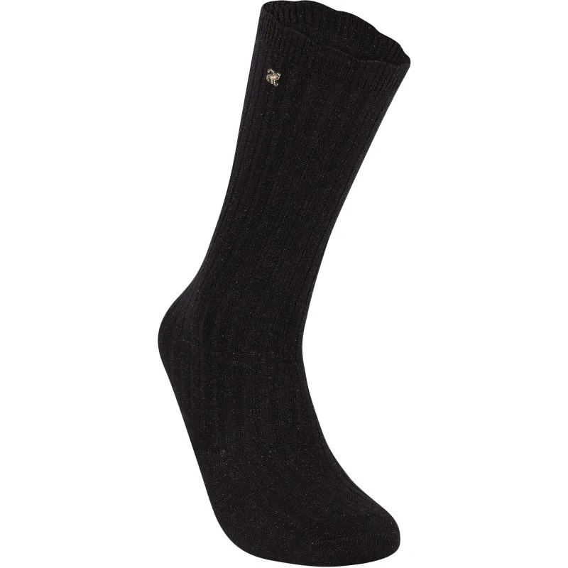 Abel & Lula Scalloped edge glittery logo socks in black 2