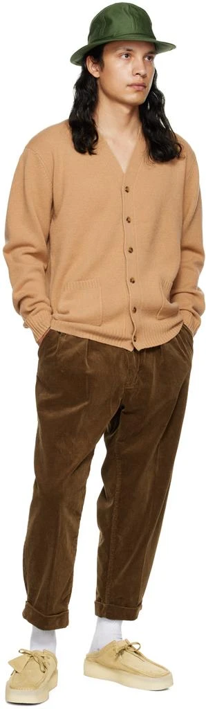 BEAMS PLUS Beige 7G Elbow Patch Cardigan 4