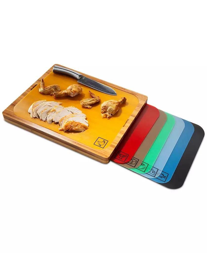 Seville Classics Bamboo Cutting Board & Flexible Food Mats Set 9