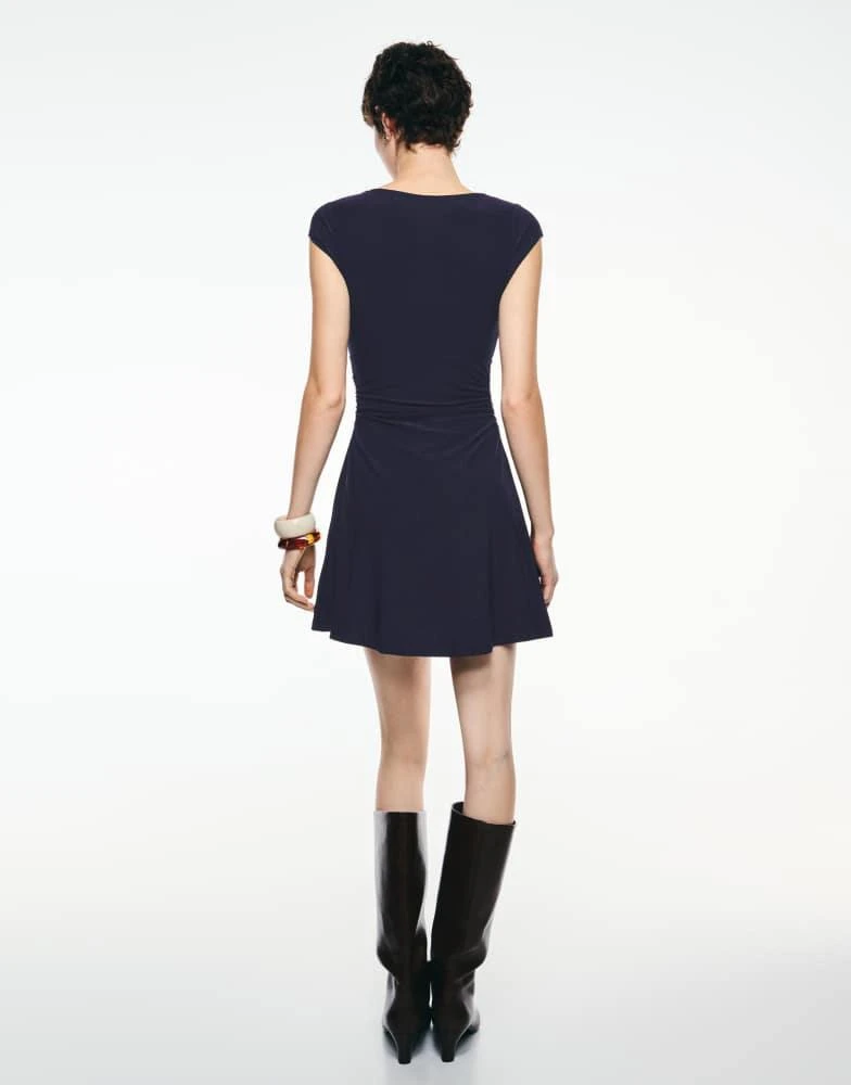 Bershka Bershka Gathered mini dress in blue 3