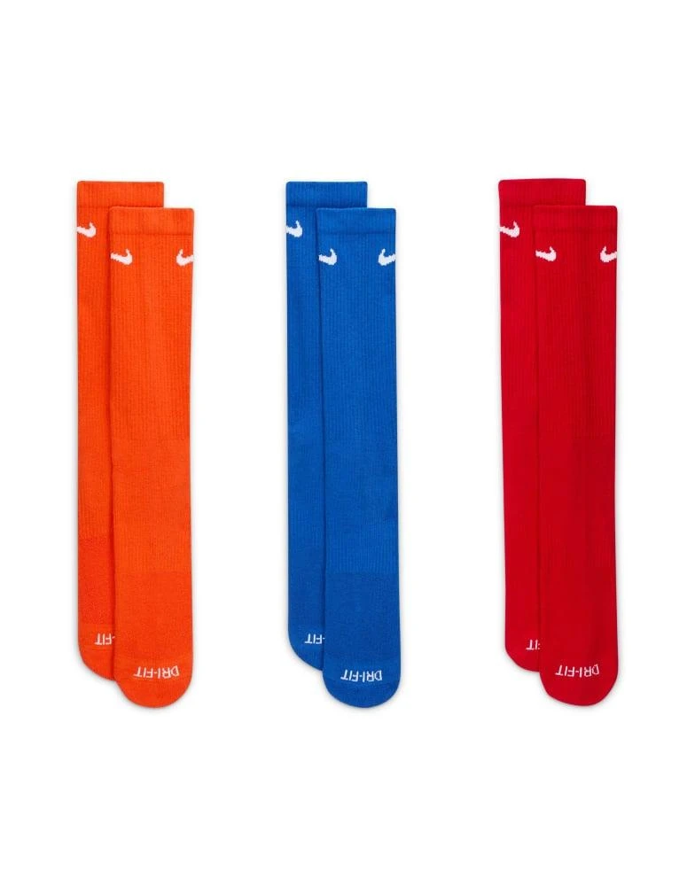 NIKE Nike Training Everyday Cushioned Plus 3 pack crew socks in orange, blue and red 2
