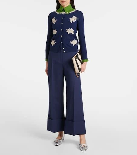 Valentino Lace-trimmed virgin wool cardigan 2