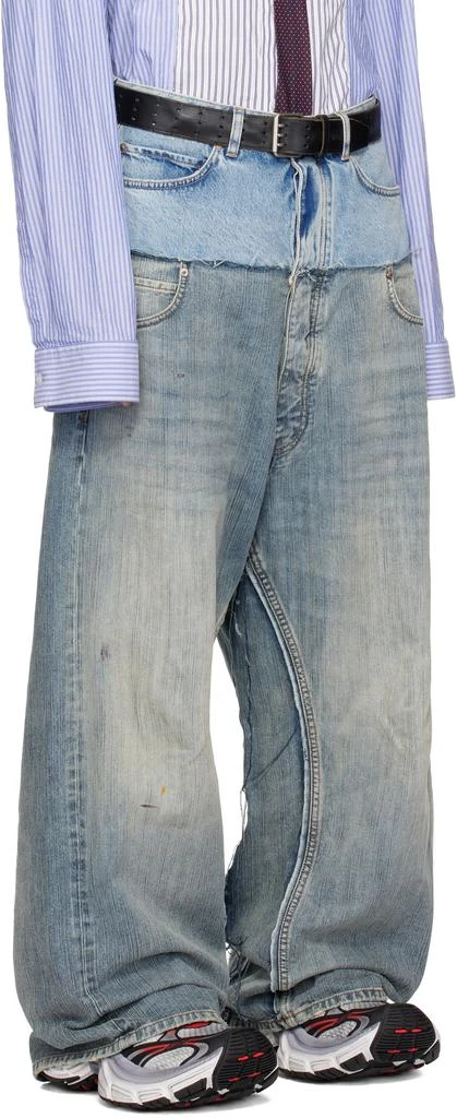 Balenciaga Blue Cut-Up Baggy Jeans 2