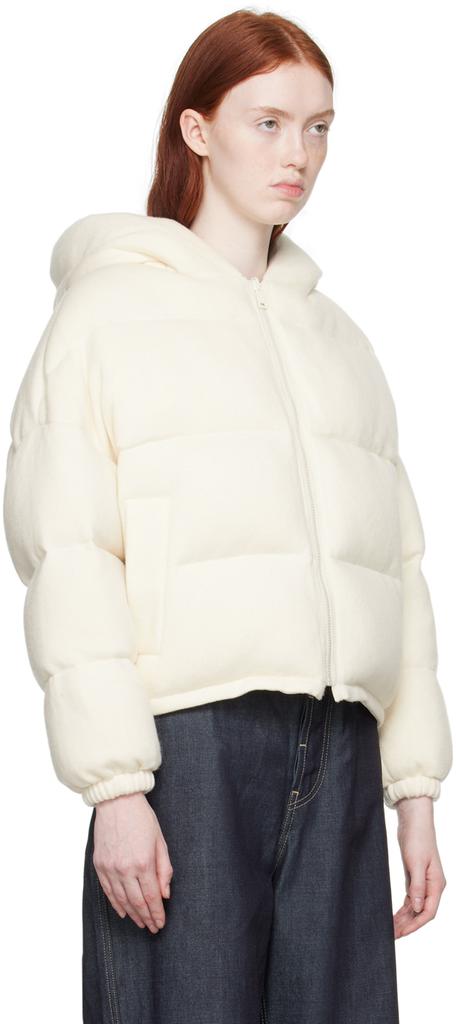 Yves Salomon Off-White Hooded Down Jacket