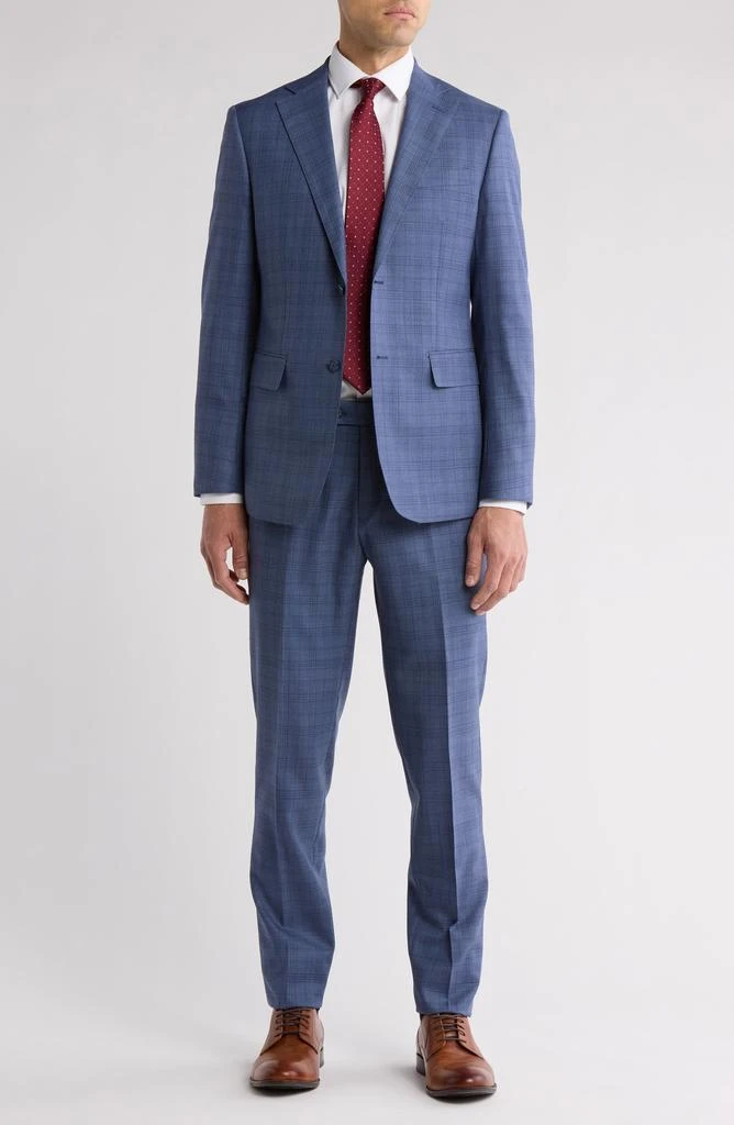 English Laundry Plaid Blue Wool Blend Suit