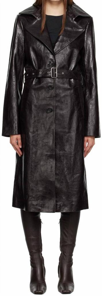 Shop sheep leather detail bias drape biker jacket on Sale at