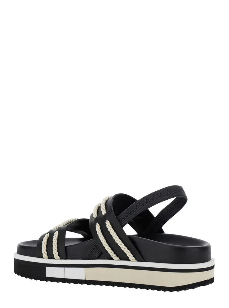 POLLINI Black Sandals With Elastic Strap And Criss-Crossed Details On The Front In Leather Woman 3