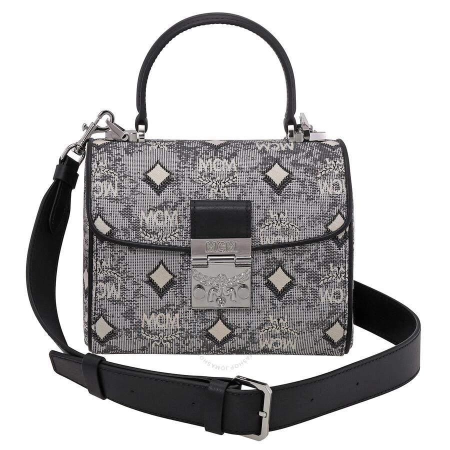 MCM Ladies Grey Satchel in Vintage Jacquard Monogram 1