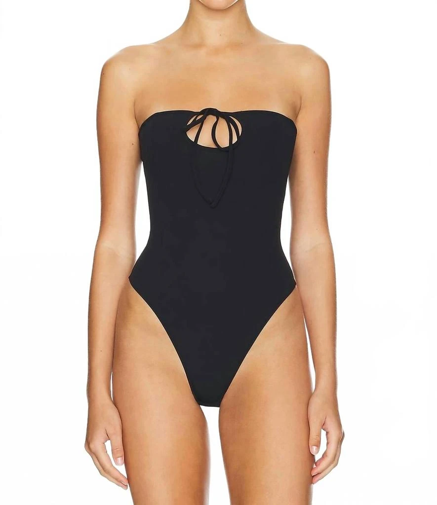 Fleur du Mal Convertible Front Tie Bodysuit In Black
