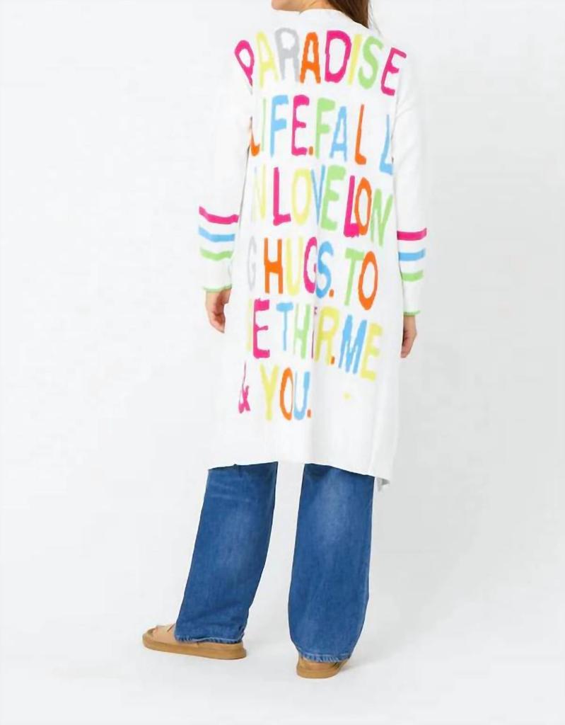 KERRI ROSENTHAL Poppy Paradise Life Duster Cardigan In White Multi