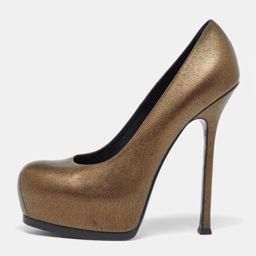Yves Saint Laurent Yves Saint Laurent Gold Leather Tribtoo Platform Pumps Size 39 1