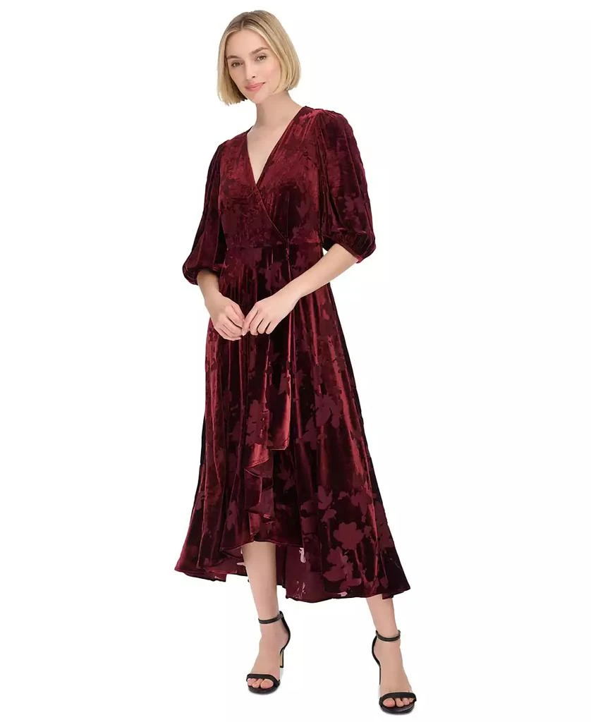 Calvin Klein Women's Burnout-Velvet Faux-Wrap Maxi Dress 4