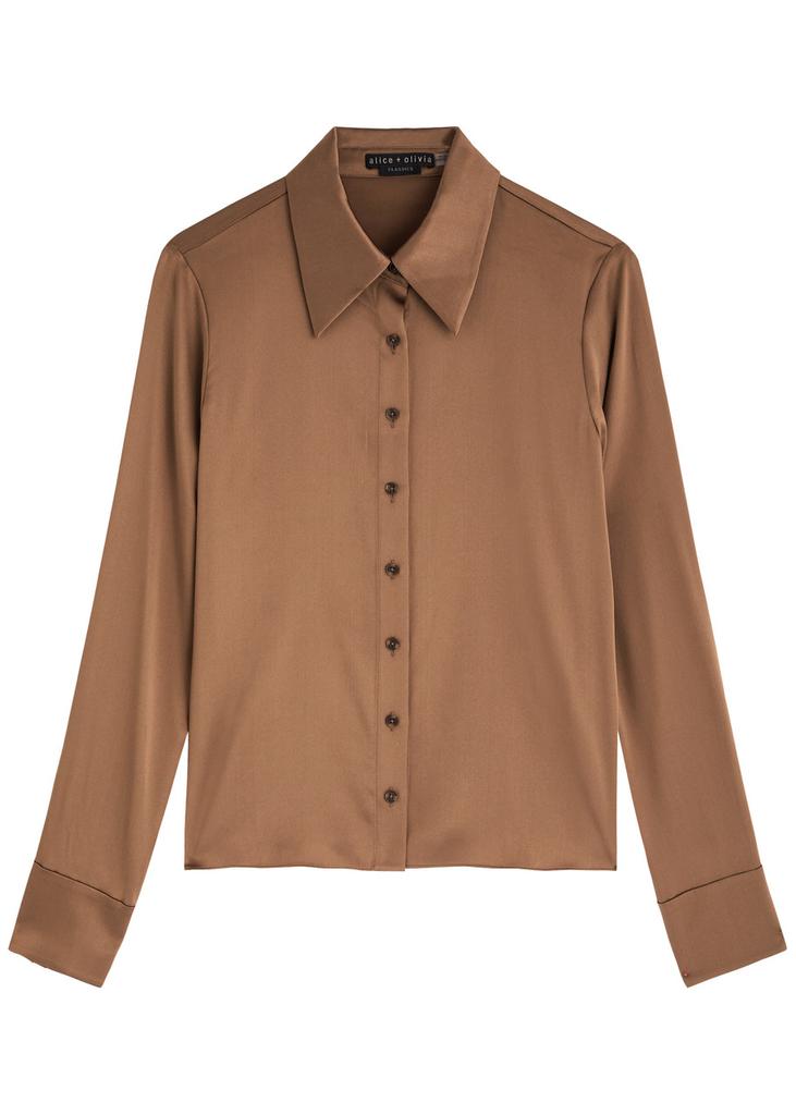 ALICE + OLIVIA Willa stretch-silk satin shirt