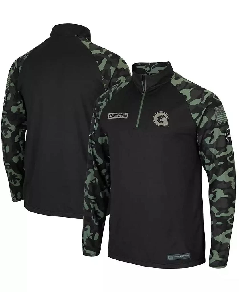 Colosseum Men's Black Georgetown Hoyas OHT Military-Inspired Appreciation Take Flight Raglan Quarter-Zip Jacket 1