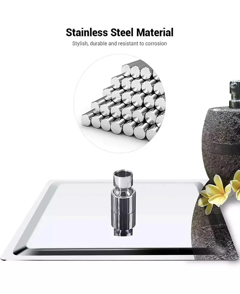RAINSKEN High Pressure Square Rain Shower Head with Waterfall Full Body Coverage 2