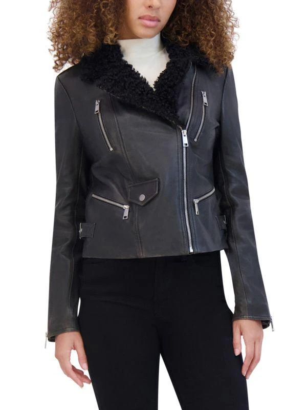 Andrew Marc Paley Leather & Faux Fur Moto Jacket 1