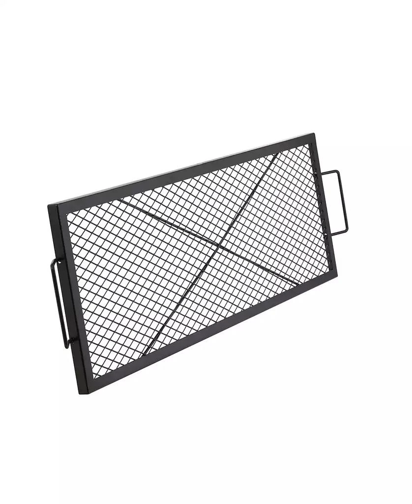 Ecooso 44" Rectangle X-Marks Fire Pit Grill Grate, Heavy Duty Steel Cooking Grate with Handle and Support X Wire, Black 9