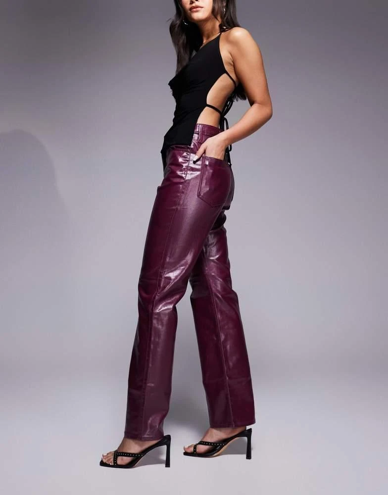 River Island River Island relaxed straight coated jean in dark red 3