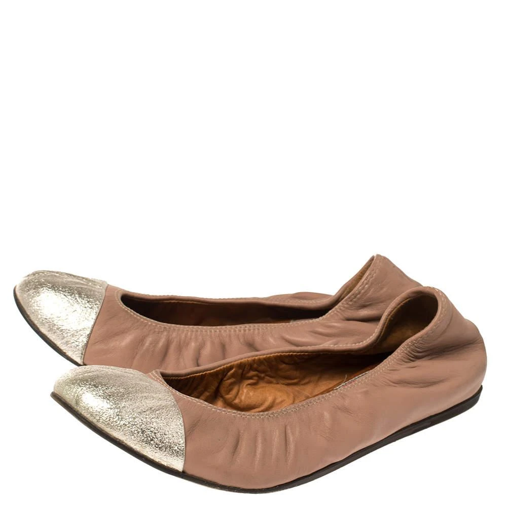 Lanvin Lanvin Nude/Silver Leather Scrunch Ballet Flats Size 37 4