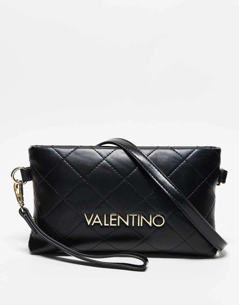 Mario Valentino Valentino nur re small quilted clutch bag with wristlet strap in black 1