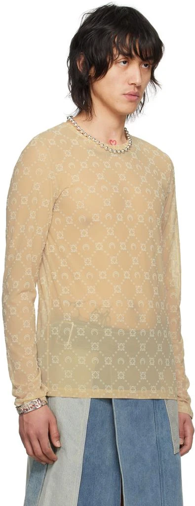 MARINE SERRE Beige Moonogram Long Sleeve T-Shirt 4
