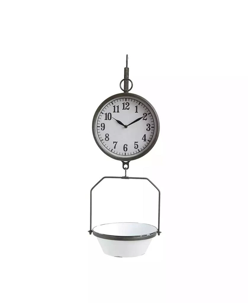 3R Studio Decorative Vintage-Like Reproduction Enameled Scale Wall Clock, White and Black
