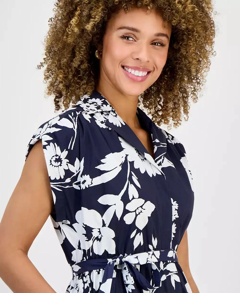 Sandra Darren Petite Cap-Sleeve Belted Shirtdress 4