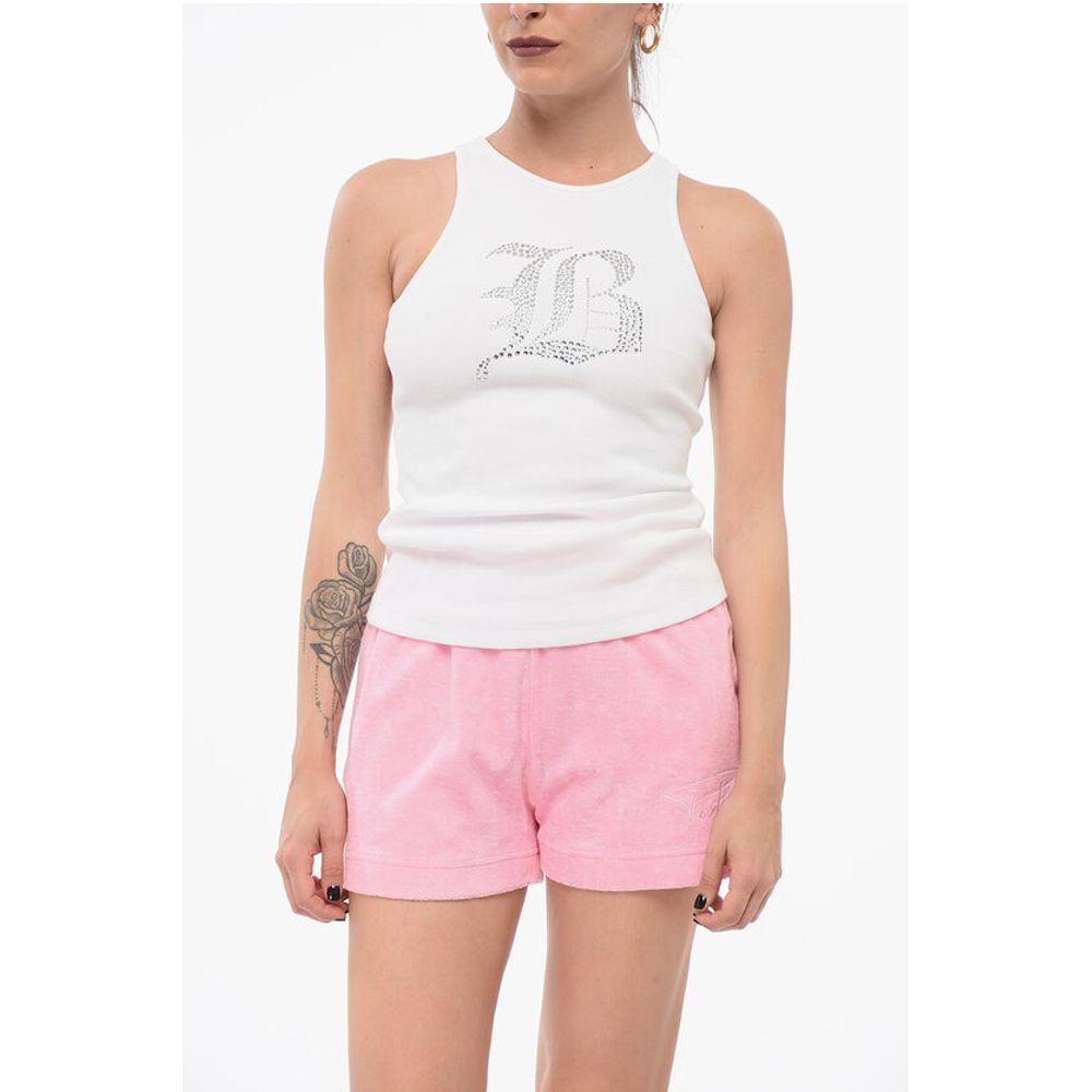 BLUMARINE Ribbed Tank Top with Rhinestoned Women's Logo