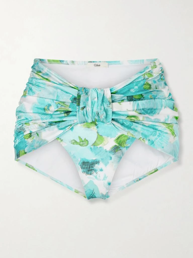 Chloé Ruched Floral-print Bikini Briefs