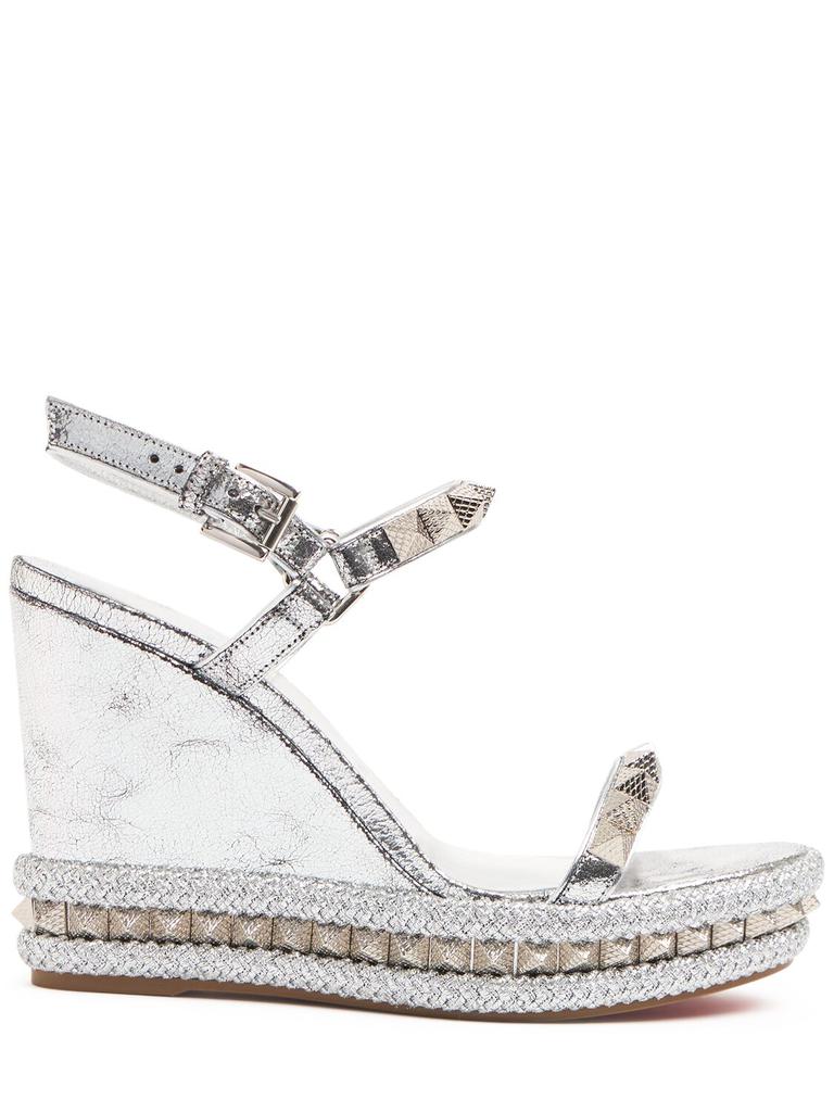 Christian Louboutin 110mm Pyraclou Laminated Leather Wedges