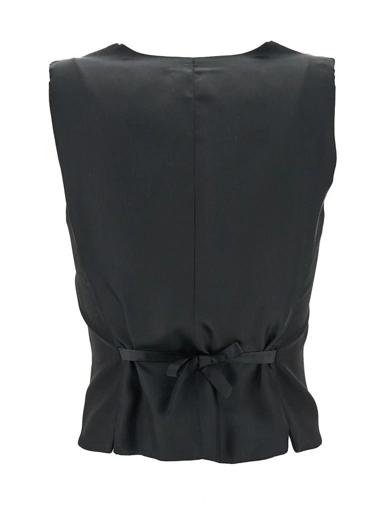 Plain Black Fitted Vest With Two Front Pockets In Tech Fabric Woman 2