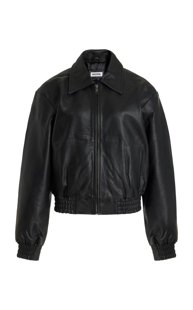 Worn Vintage Worn Vintage - Leather Bomber Jacket - Black - M - Moda Operandi 1
