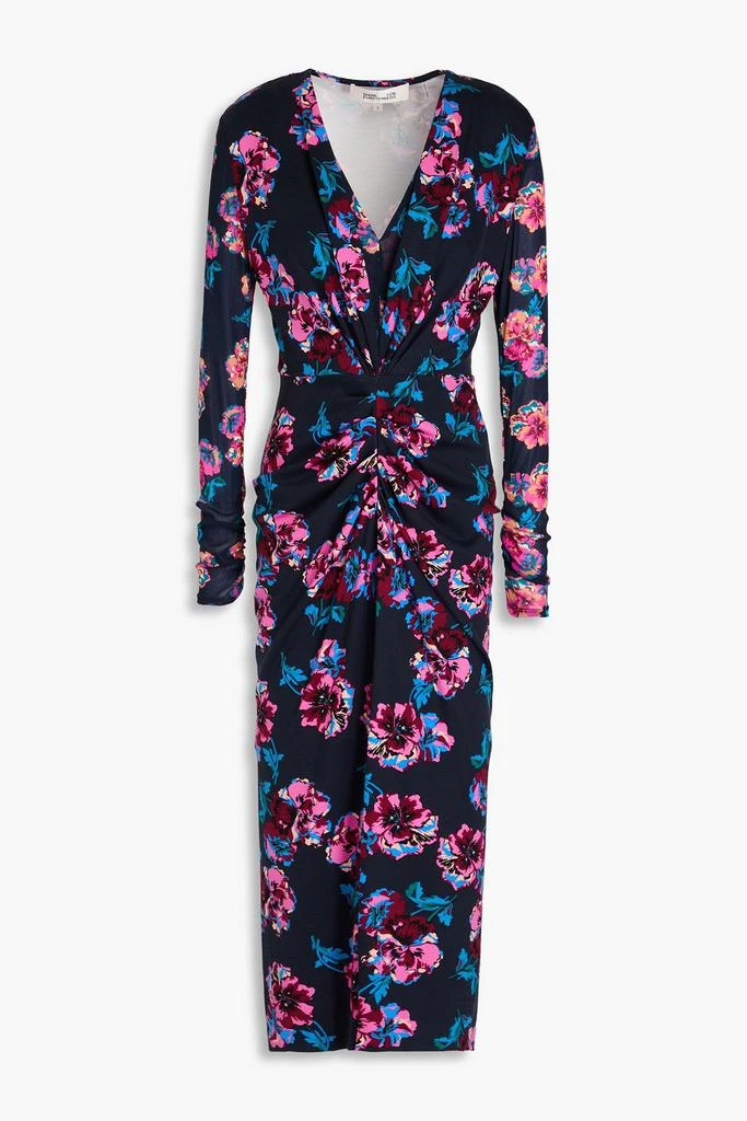 Diane von Furstenberg Hades mesh-trimmed floral-print jersey midi dress