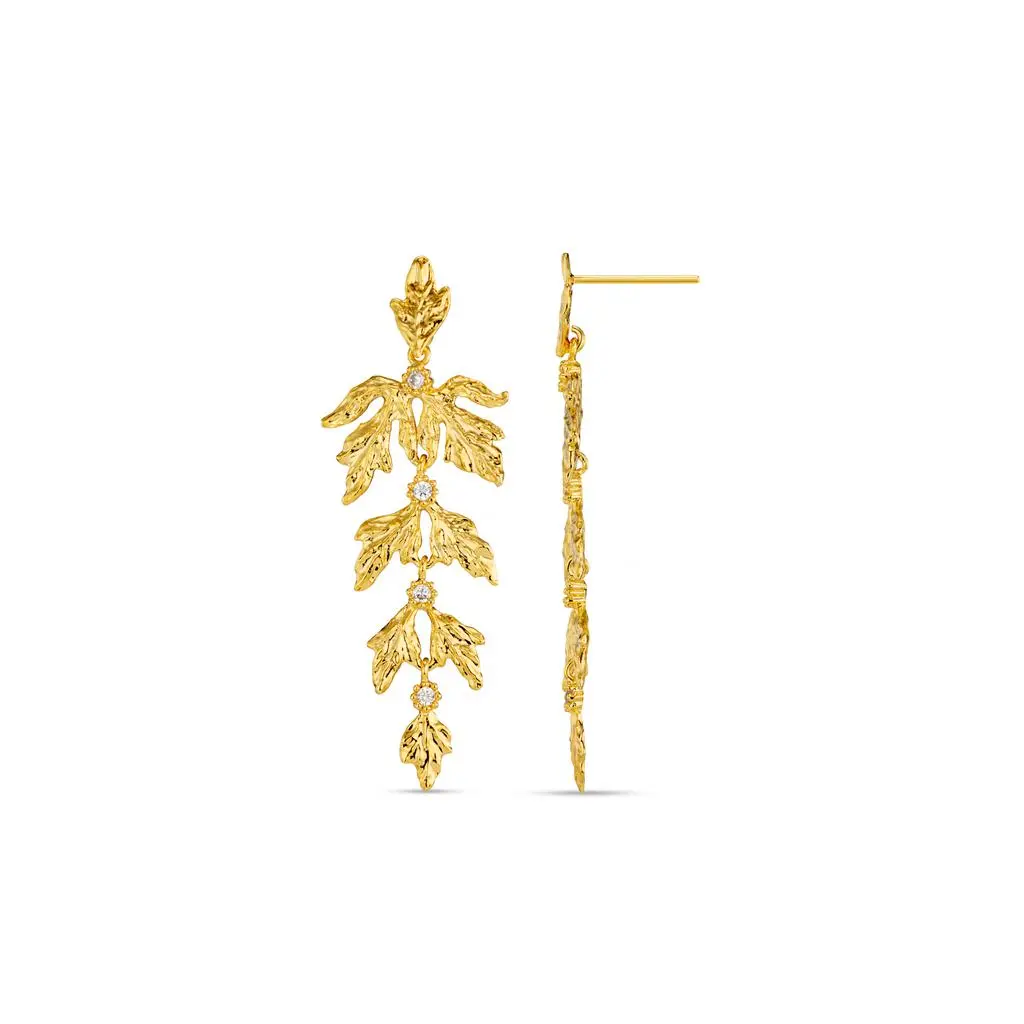 Orelia London Delicate Crystal Leaf Drop Earrings