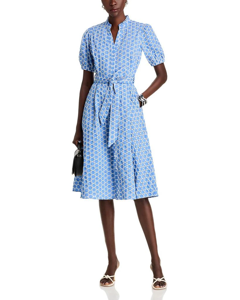 Tahari Eyelet Puff Sleeve Fit & Flare Dress 3