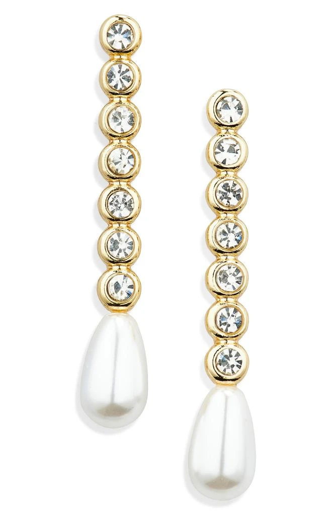 BAUBLEBAR Faux Pearl 
Cubic Zirconia Linear Drop Earrings