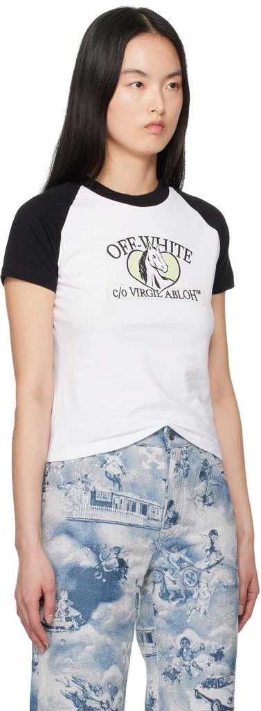 Off-White White & Black Horse Billboard Raglan T-shirt 2